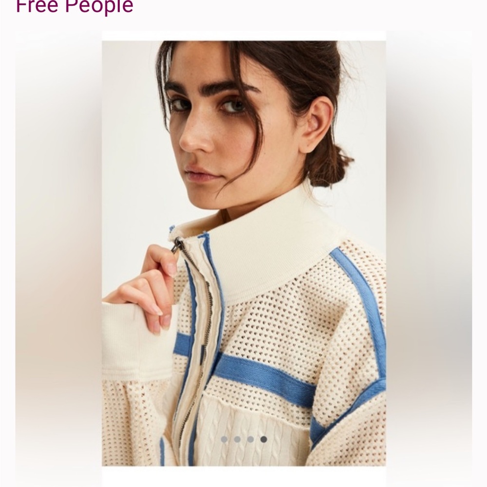 We The Free Aurora zip up Ivory and Blue Women's Jacket NWT size XS - Picture 2 of 15